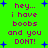 Green background with purple text reading 'hey... i have boobs and you DONT!' surrounded by blue star shapes, animated to shift position.
