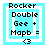 Pixelated icon with light blue background, white border, and black text reading "Rocker Double Gee + Mapb = <3" showing animation changes in the central square.