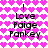 Pixelated text 'I Love Paige Pankey' on a pink heart-patterned background with two identical vertical sections.