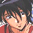 A 48x48 pixel buddy icon featuring a close-up of an anime-style character with dark hair and red clothing on the left, paired with "Anime IM" text in white pixelated font on a black background to the right.