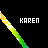 A 4-frame animated contact sheet showing a rainbow-colored diagonal stick figure with white accents, displayed across three sampled frames on a black background with gray transparency overlay.