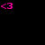 <3 symbols in pink, purple, green, orange, blue, and white on black background; no motion observed.