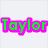 Green text 'Taylor' with pink outline on white background; pink bird logo with 'Hollister' text on dark green background; stacked green text 'brice mode this' on white background.