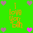 Green background with repeated orange text "I love you" and alternating pink/purple pixel hearts in a pattern