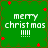 Green background with red star-like shapes and white text reading "merry christmas !!!!" in pixelated font across four identical
