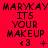 Red background with repeated text "MARYKAY ITS YOUR MAKEUP" and heart symbols in three , showing animation variations of symbols
