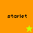 Four display the word 'starlet' with a star icon; top-left and bottom-left show yellow stars on orange and green backgrounds, while top-right and bottom-right show orange stars on yellow backgrounds