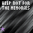 Animated icon with diagonal gray streaks background, purple and blue star animations, and repeated text 'KEEP NOT FOR THE MEMORIES' in white and pink.