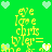 Green background with repeated yellow text 'eye love chris tyler=' and pixelated hearts in white and light green.