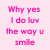 Pink background with pink and blue text in a , featuring phrases about smiling, laughing, basketball shorts, and saying a name