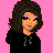 Pixel art contact sheet showing four distinct character customization items with prices and text labels on a pink background, including a cartoon woman's head, pants, scarf, and hoodie.