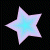 Four star-shaped icons arranged in a on black background, each with distinct color gradients and subtle pixelation