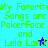 Pixelated green text on blue and cyan background reads "My Favorite Songs are PokerFace and Lala Land" with a small star symbol.