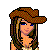 Pixel art buddy icon featuring a country-themed female character with brown cowboy hat, blue jeans, and yellow boots, accompanied by text reading "Country Girl" in red font.