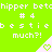 Bright green background with repeated white text and triangular icons containing heart symbols.
