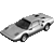 A split-screen image showing a pixelated silver car on the left and green text reading "Original Icons .com" on the right against a gray background.
