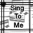 Black-and-white of four identical showing "Sing To Me" text over musical notes with small floral or star-like shapes