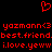 Red pixelated heart symbol above repeated text reading 'yazmann<3 best.friend.best.friend.i.love.yeww' on black background.