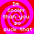Four identical display a red and pink spiral background with white pixelated text reading "Im Cooler than you so suck that" in a