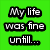 Green background with black text blocks and stick figure icons, displaying a humorous narrative about meeting 'FAT KID' who wants to marry.