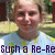 Pixelated image of a person with light skin and brown hair wearing a white shirt, standing outdoors with greenery in the background and text reading 'Such a Re-Re' at the bottom.