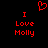 Red pixelated text and heart symbol on black background, with two identical side-by-side arrangements of 'I Love Molly' below the heart.