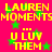 A static image with bright pink background, yellow text, and green stars. Text reads "LAUREN MOMENTSMOMENTS" and "U LUV THEM" in pixelated font. Green stars are scattered across the background. No animation observed.