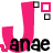 A static image with pink stylized lettering, black text fragments, and small square symbols in pink, white, and gray on a white background.