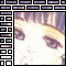 six showing a stylized face with light skin, purple eyes, and brown hair against a brick-patterned border