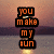 Pixelated sunset scene with orange text reading 'you make my sun' on left and 'SHINE' on right over water reflection.