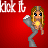 Animated contact sheet of a pixel art character kicking with 'kick it' text in multiple colors on red background.
