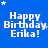 Blue background with white text reading 'Happy Birthday Erika!' and scattered white stars, showing animation changes in star positions across frames.
