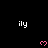 Black background with white 'ily' text and pink heart symbols arranged in a pattern, partially obscured by a gray rectangle