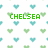 Pixelated heart-shaped icons in light blue and green tones arranged in a grid pattern with the word 'CHELSEA' in bright green block letters centered on a white background.