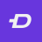 A pixelated white 'D' shape on a solid purple background with visible anti-aliasing edges.