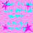 Pixelated cyan text on pink background promotes an avatar shop with repeated star symbols.