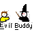 Pixel art contact sheet showing multiple frames of an animated buddy icon with two characters: a yellow stick figure and a black-hatted wizard, both casting green spells on gray and green backgrounds.