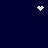 Dark blue background with three white pixelated shapes: a heart at top center, a starburst at top right, and a circular cluster of dots in the middle.