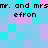 Pixelated text reads "mr. and mrs. and mrs" above "efron" in two identical horizontal on a pastel background