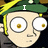 Pixelated cartoon character with large eyes and green-yellow cap, displaying text changes across four