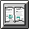 Animated sequence of a pixelated open book with teal symbols on pages, framed in gray with black border, showing page-turning motion