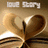 A static pixelated image shows two overlapping heart shapes with a central vertical line, set against a gradient background with light and dark brown tones.