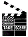 Four identical clapperboard icons arranged in a , each showing 'STUDIO', 'CAMERA', 'TAKE', and 'SCENE' text fields with black-and-white striped top sections