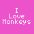 Pixel art of 'I Love Monkeys' text variations with a central monkey icon on pink background