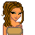 Pixel art contact sheet showing a character named Gina with multiple body parts and repeated text elements in brown and white.