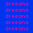 pink 'dreeana' text on blue background with green highlighted and , showing static pixel arrangement