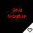 Red text 'jina baybie' above a white triangular shape with a heart symbol on black background.