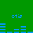 Green background with blue pixelated text 'otis' and horizontal bar patterns in a repeating sequence.