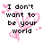 Pixelated text and pink heart shapes on a white background, with black pixelated lettering reading "I don't want to be your world" and "just your favorite part".