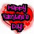 Pixelated heart-shaped icon with red gradient background and purple text reading "Happy Valentino's Day" in three lines.